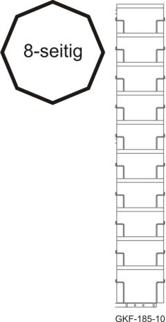 Bodenständer, Grundständer, 80 Fächer 185 mm, 8-seitig, 1-reihig, schwarz eloxiert